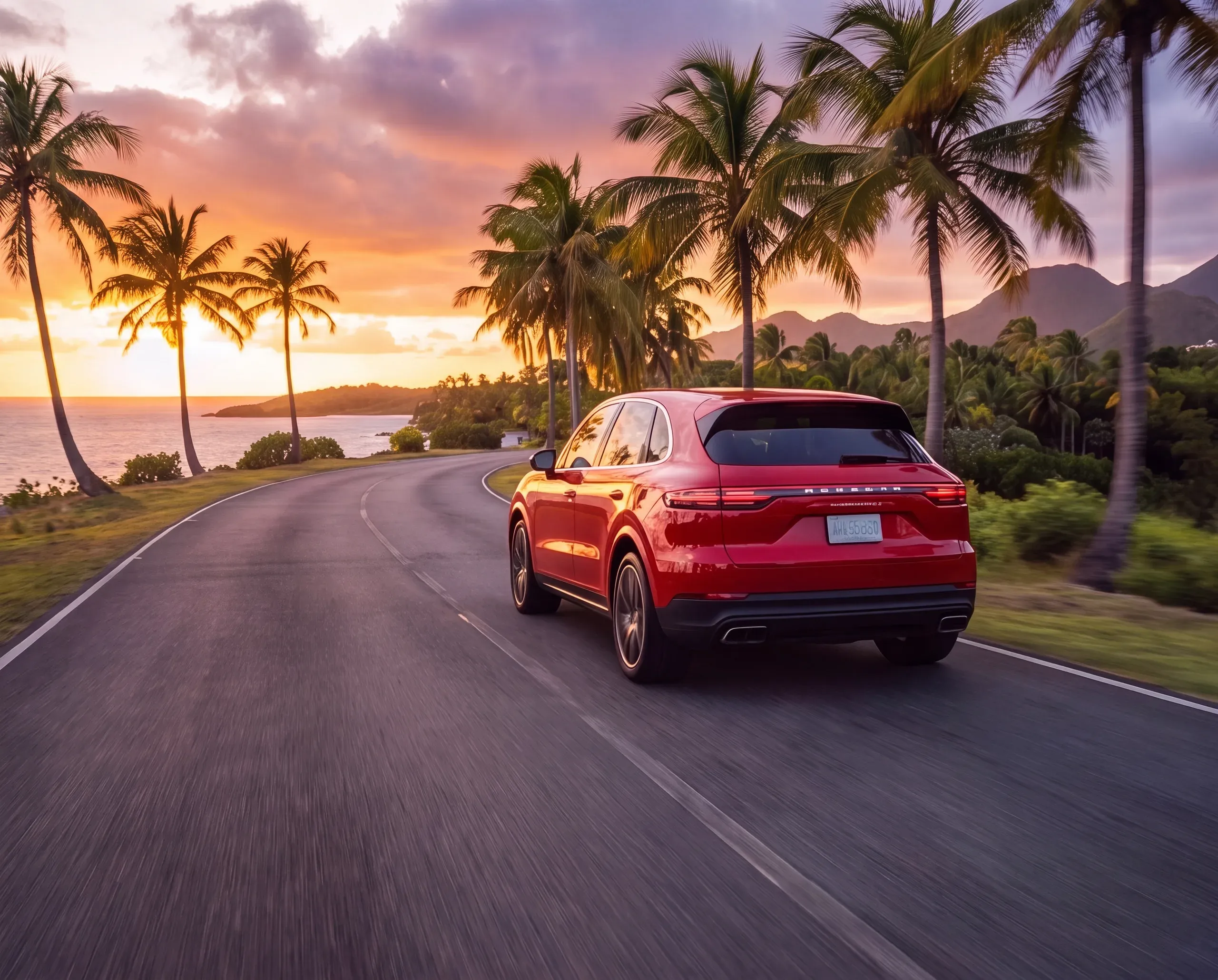 Porsche Cayenne S under the palms