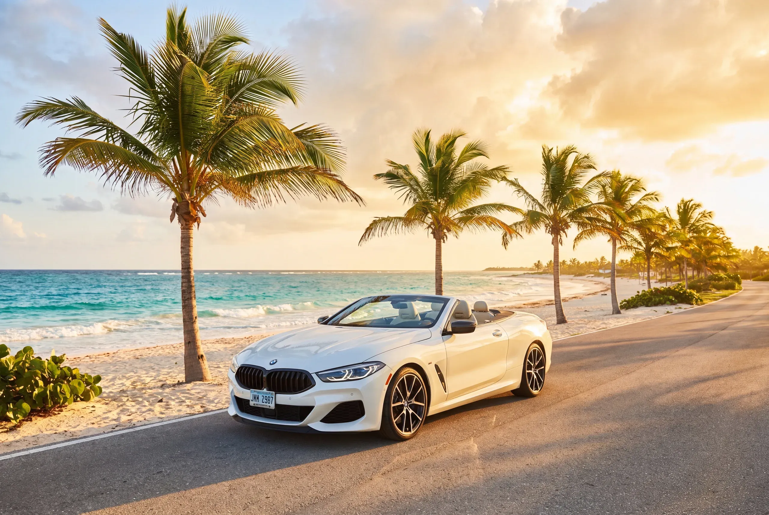 BMW M850i Convertible under the palms