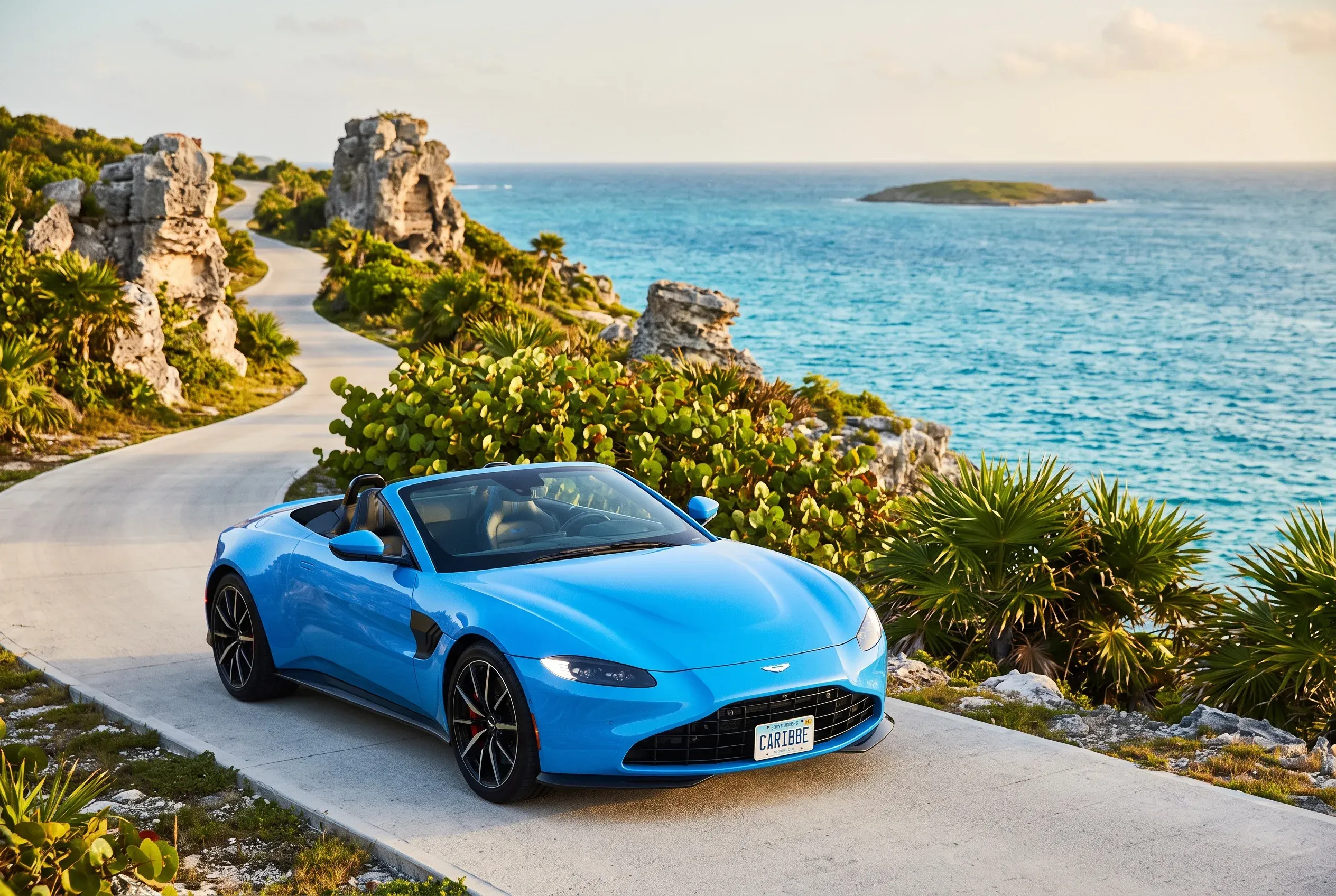 Aston Martin Vantage on the coast road