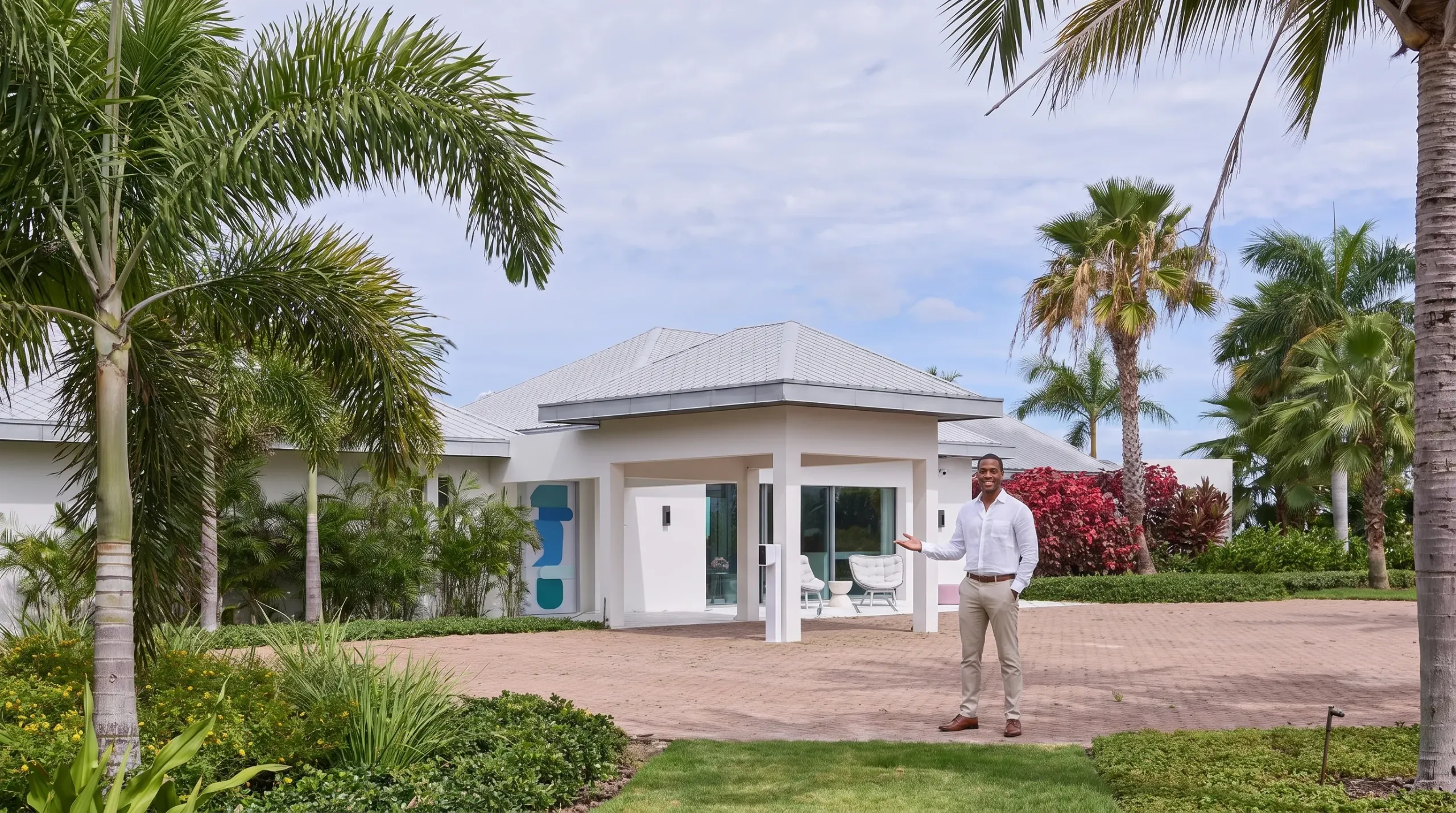 The estate's concierge welcoming guests at the entrance