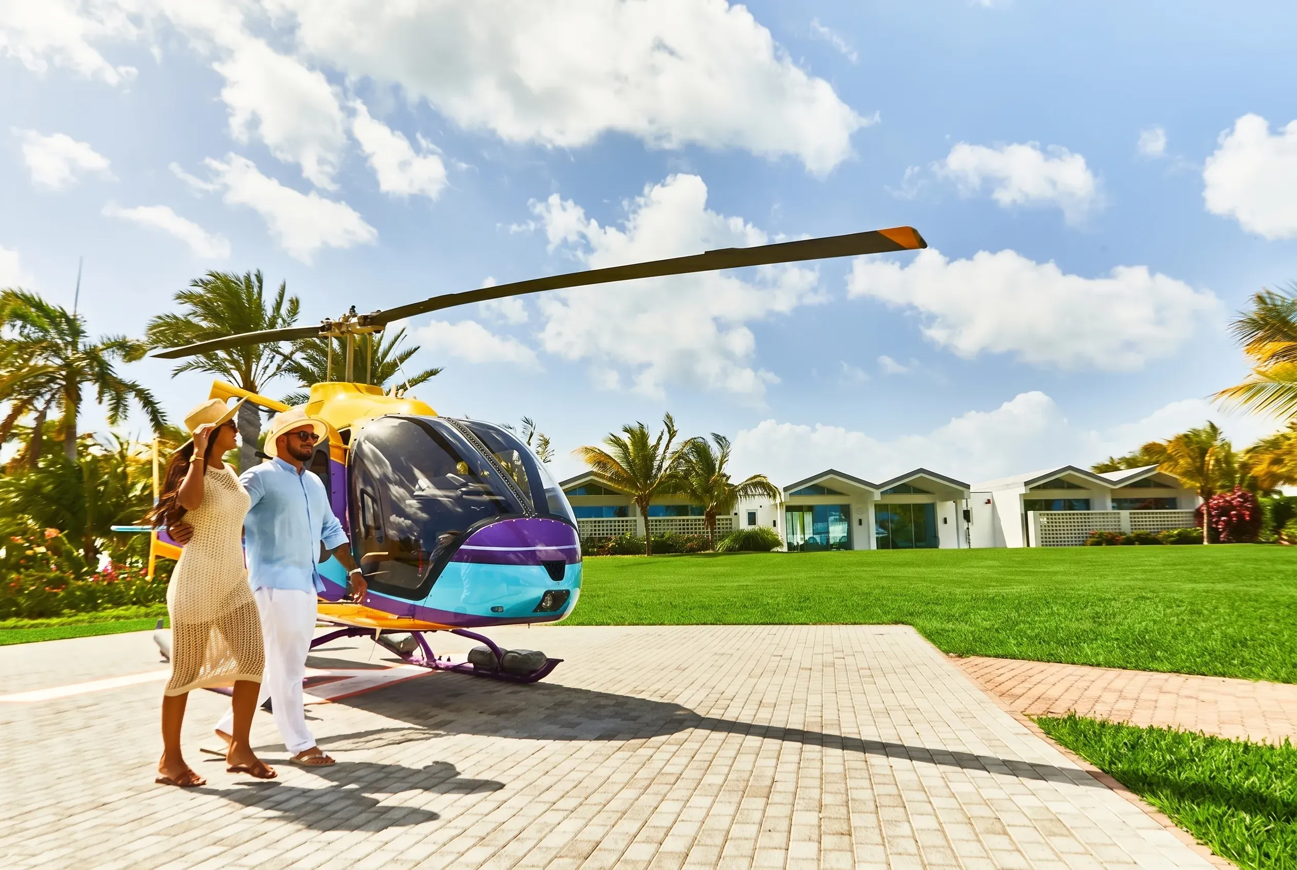 Guests boarding the Bell 505