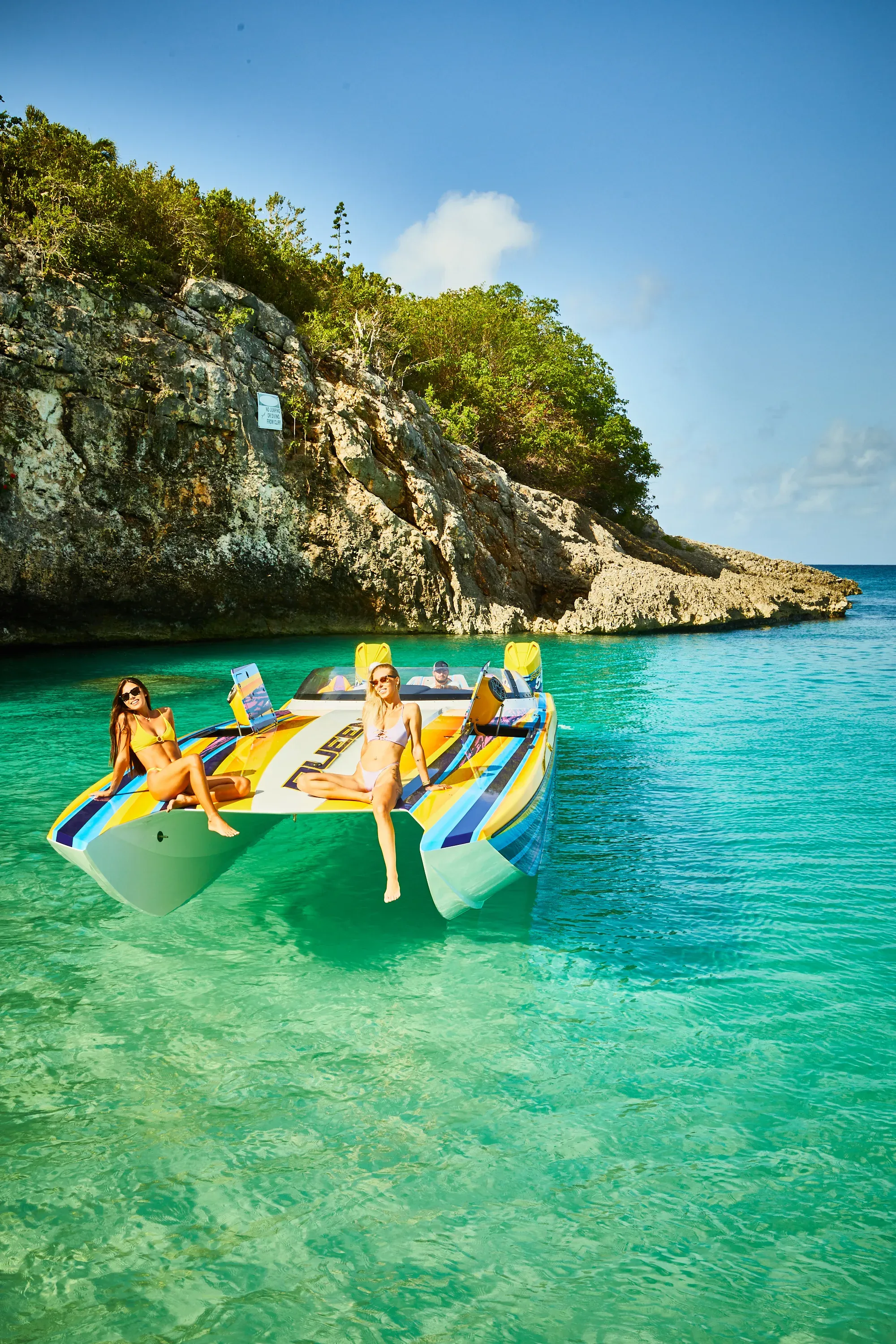 The Speed Boat resting on calm turquoise water