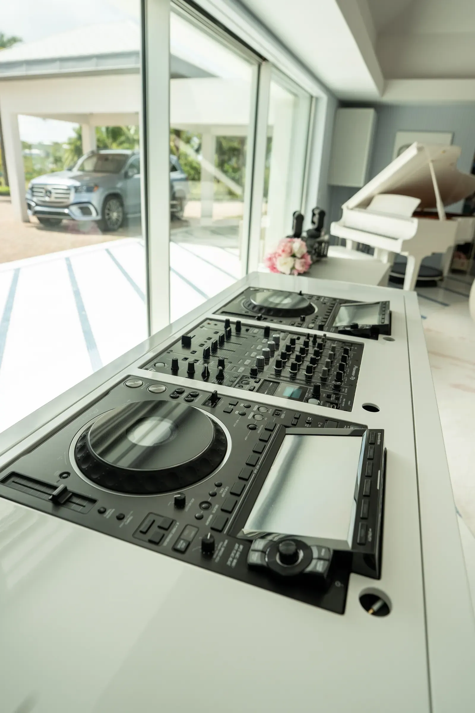 Professional DJ equipment in the party room