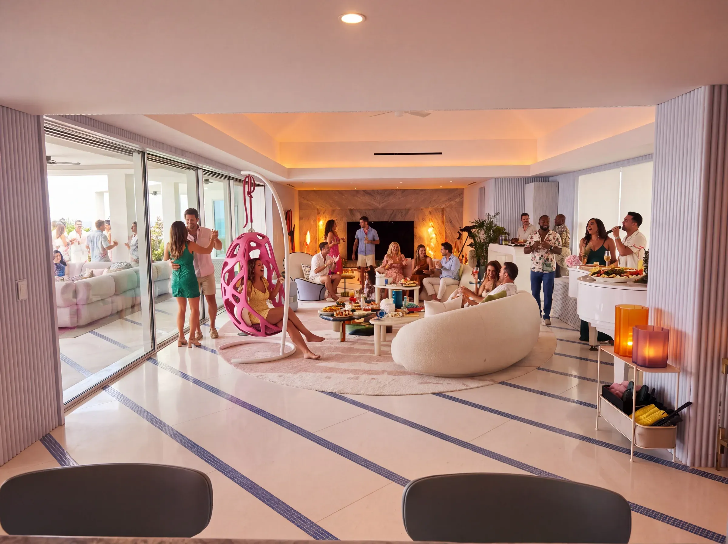 An evening gathering in the party room
