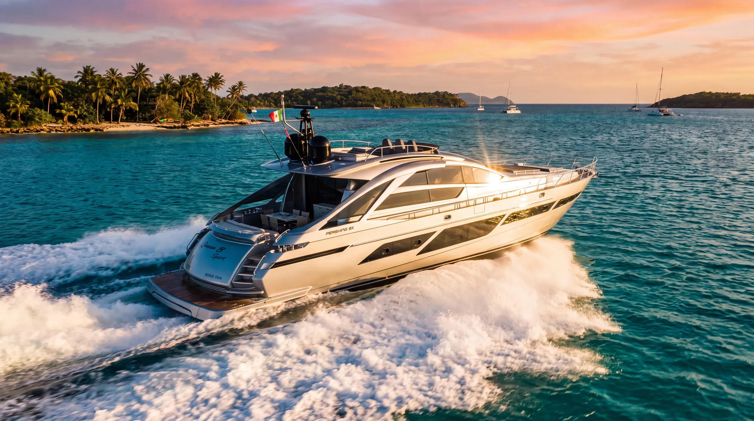 The Pershing 9X “Queen B Sport” at speed